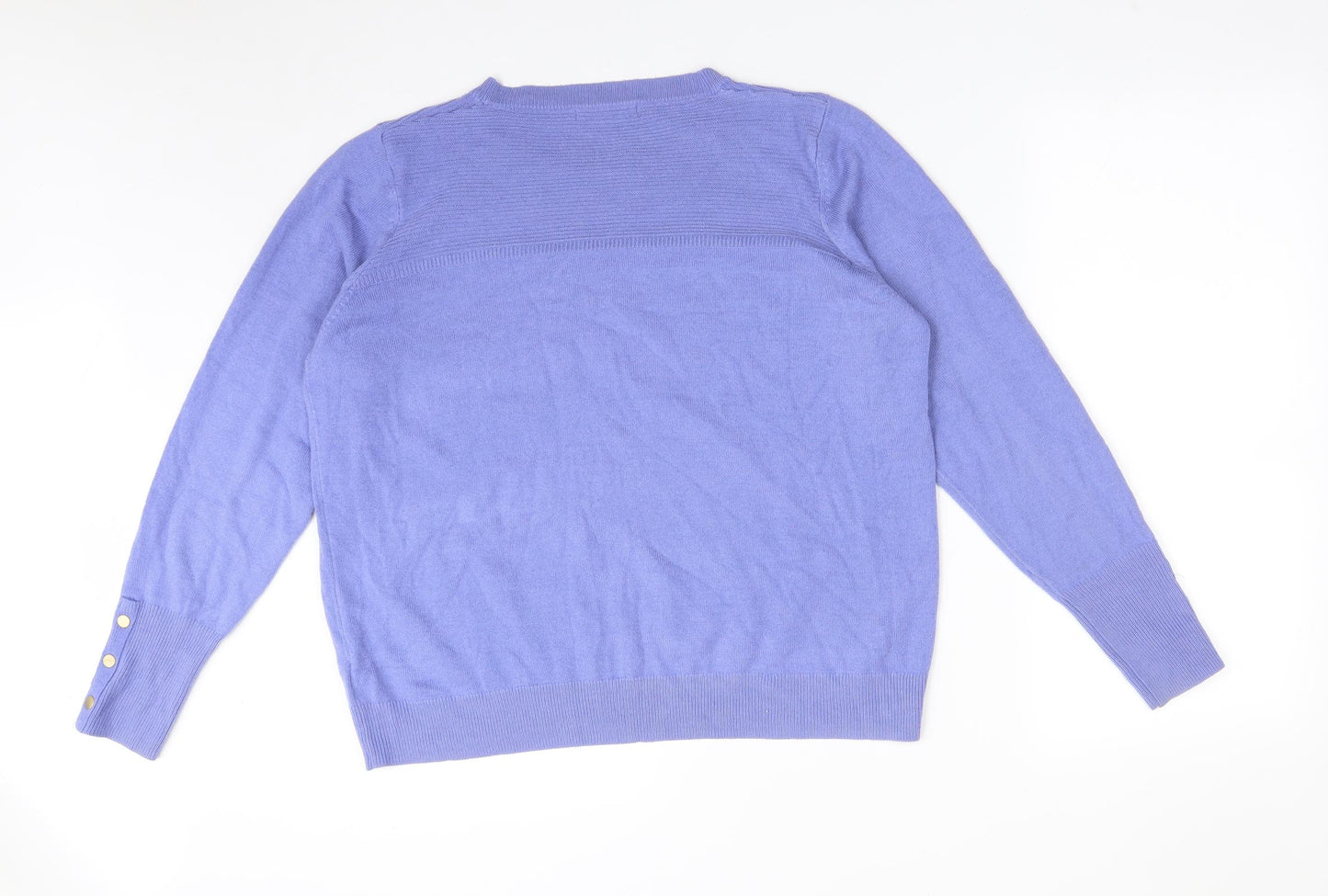 M&S Womens Purple  Acrylic Basic T-Shirt Size 16 Round Neck