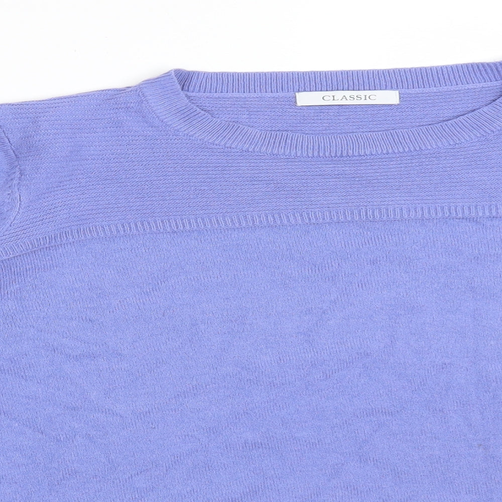 M&S Womens Purple  Acrylic Basic T-Shirt Size 16 Round Neck