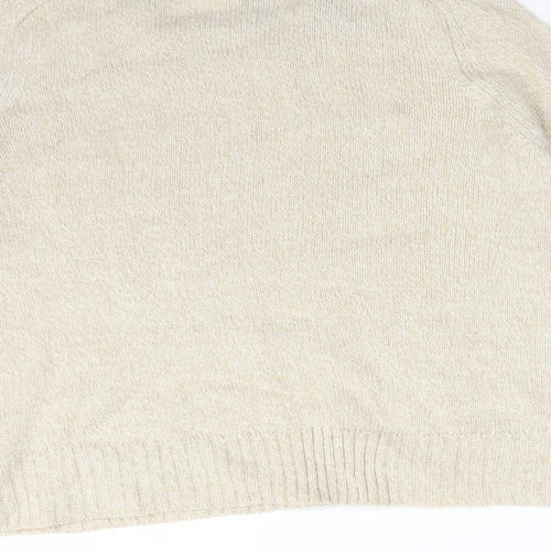 H&M Womens Beige  Acrylic Basic T-Shirt Size S Crew Neck