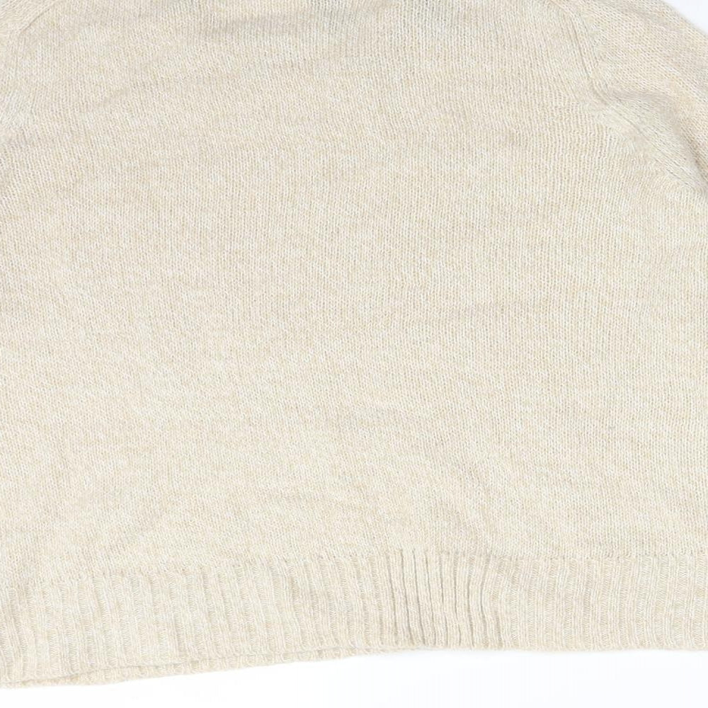 H&M Womens Beige  Acrylic Basic T-Shirt Size S Crew Neck