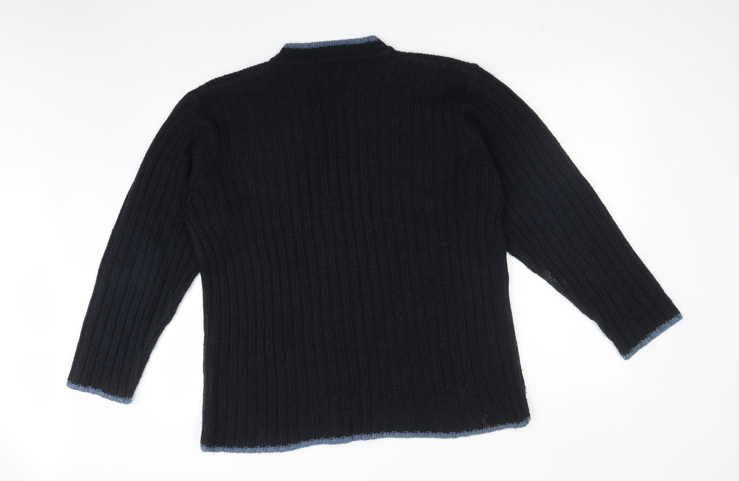 George Mens Blue Striped Acrylic Pullover Sweatshirt Size S