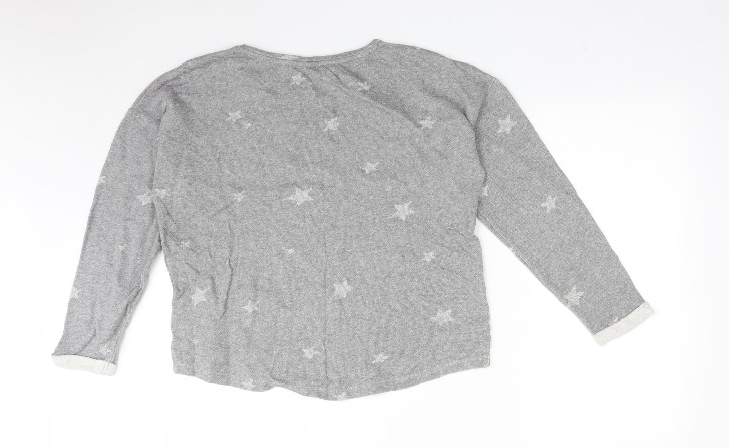 Esprit Womens Grey  Cotton Pullover Sweatshirt Size L   - STARS