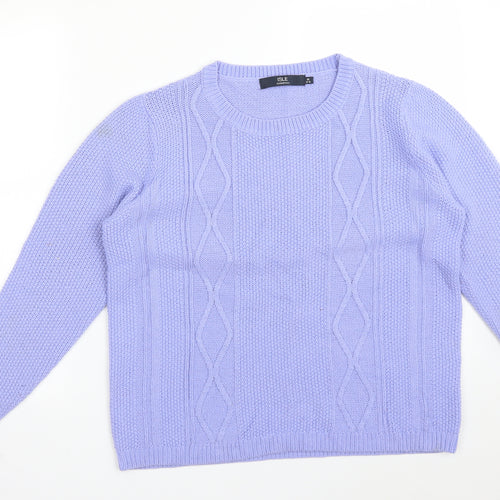 ISLE Womens Blue Argyle/Diamond Acrylic Pullover Sweatshirt Size M