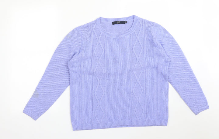 ISLE Womens Blue Argyle/Diamond Acrylic Pullover Sweatshirt Size M