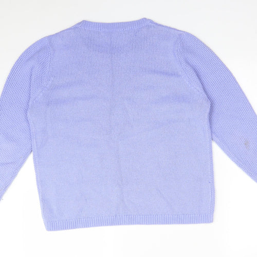 ISLE Womens Blue Argyle/Diamond Acrylic Pullover Sweatshirt Size M