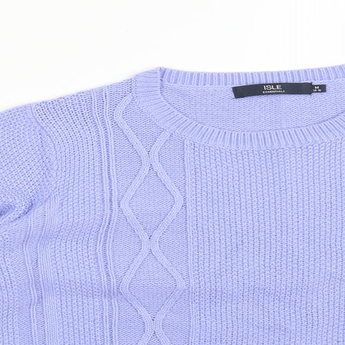 ISLE Womens Blue Argyle/Diamond Acrylic Pullover Sweatshirt Size M