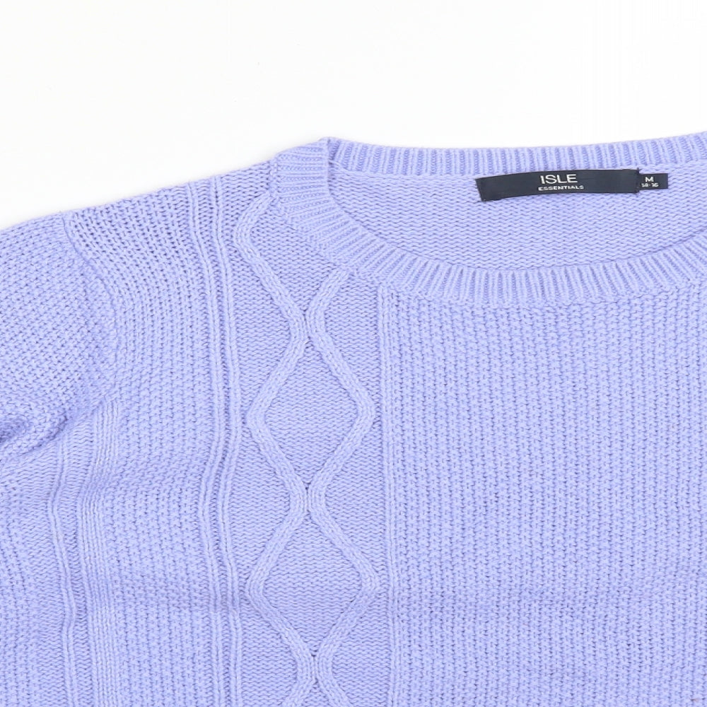 ISLE Womens Blue Argyle/Diamond Acrylic Pullover Sweatshirt Size M