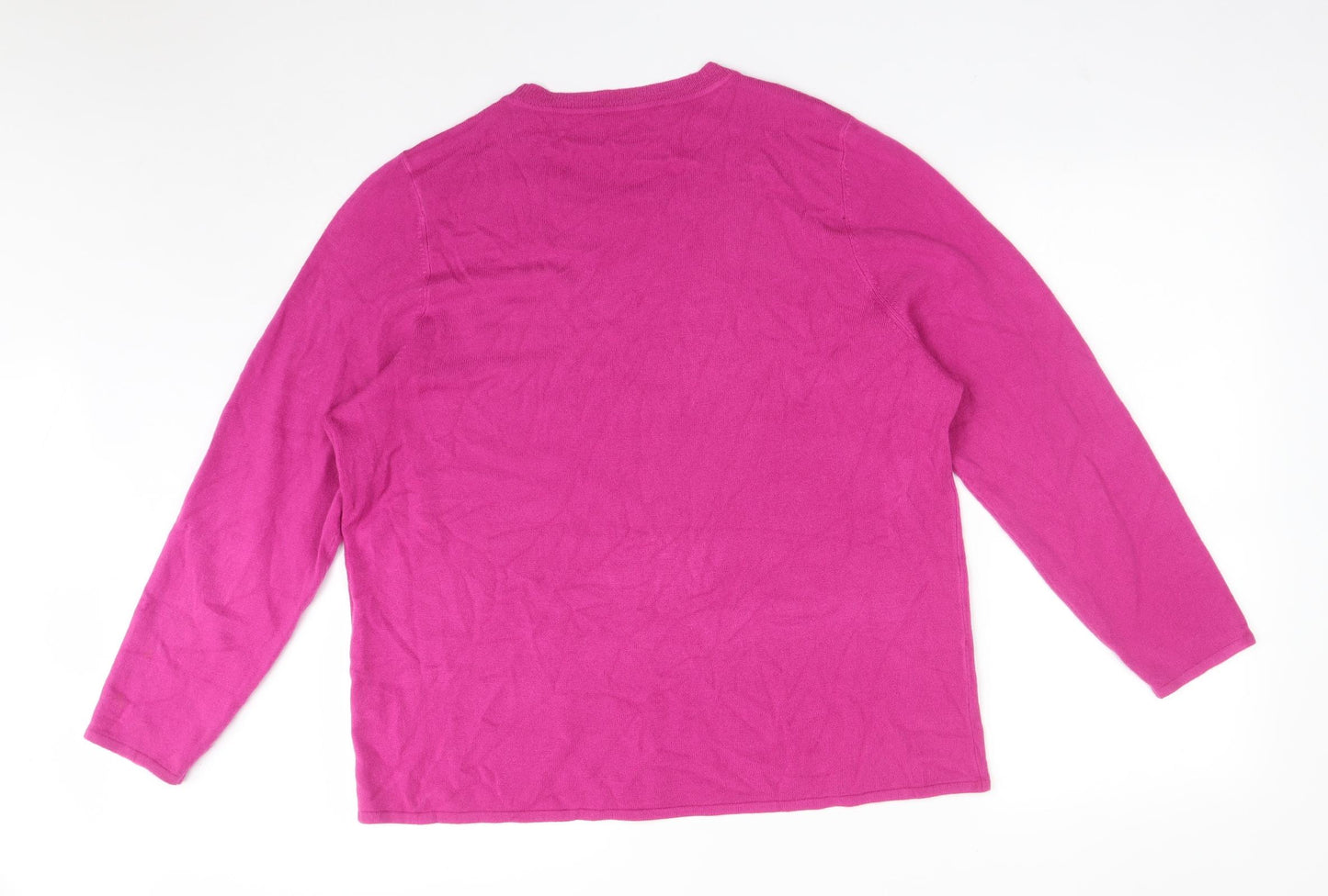 BONMARCHE Womens Purple  Acrylic Basic T-Shirt Size 20 Crew Neck