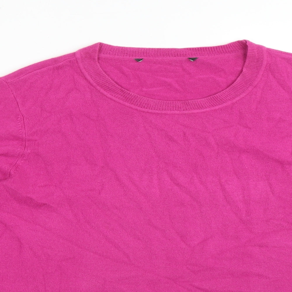 BONMARCHE Womens Purple  Acrylic Basic T-Shirt Size 20 Crew Neck