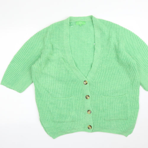 NEXT Womens Green V-Neck  Acrylic Cardigan Jumper Size S