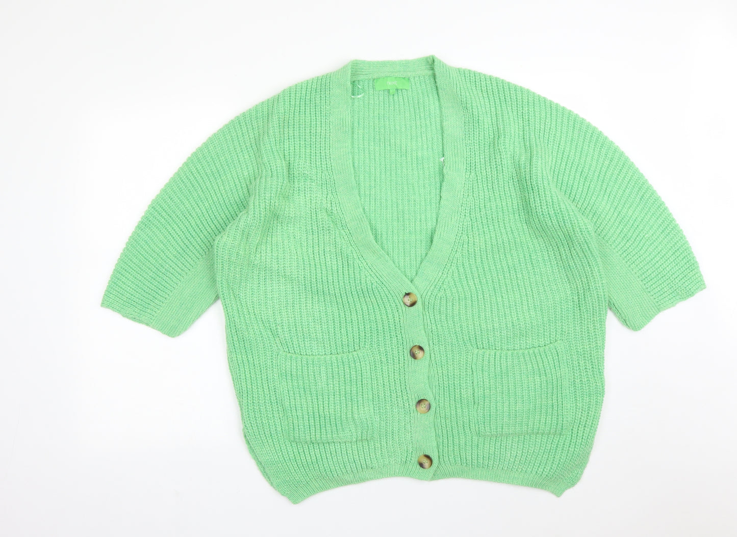 NEXT Womens Green V-Neck  Acrylic Cardigan Jumper Size S