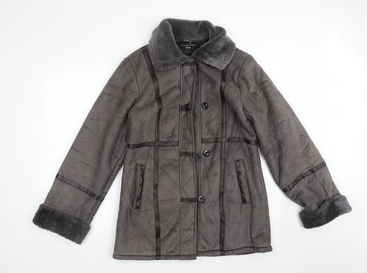 GABRIELLA VICENGA Womens Grey Overcoat Coat Size 12