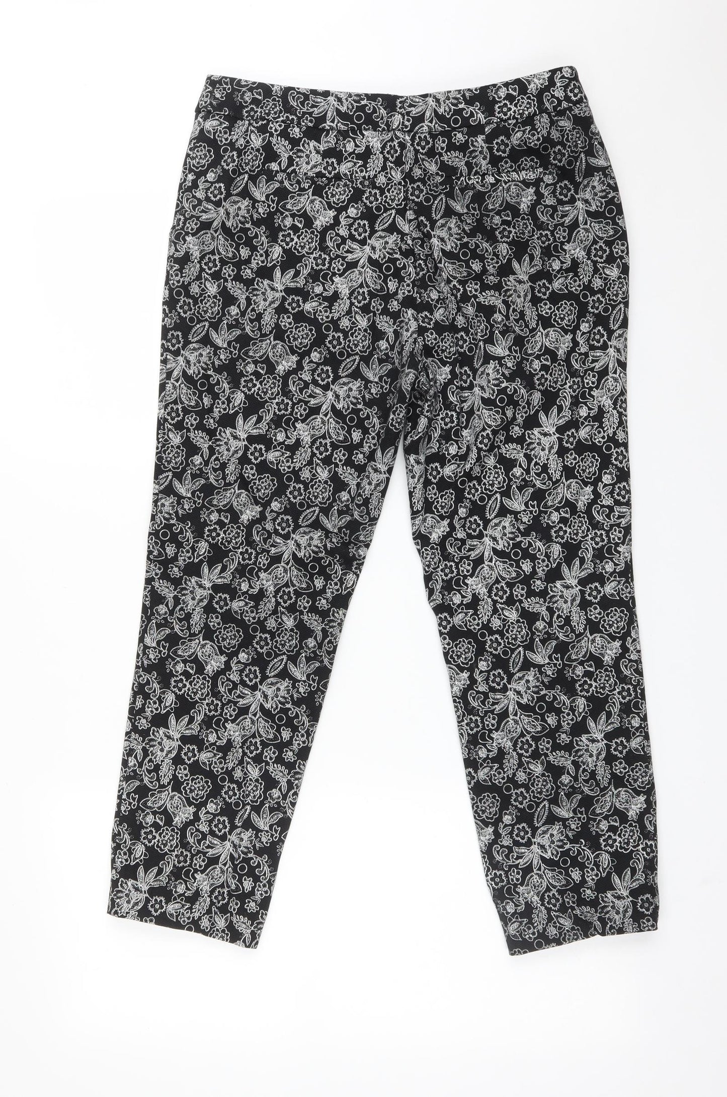 TU Womens Multicoloured Floral Cotton Dress Pants Trousers Size 12 L24 in Regular