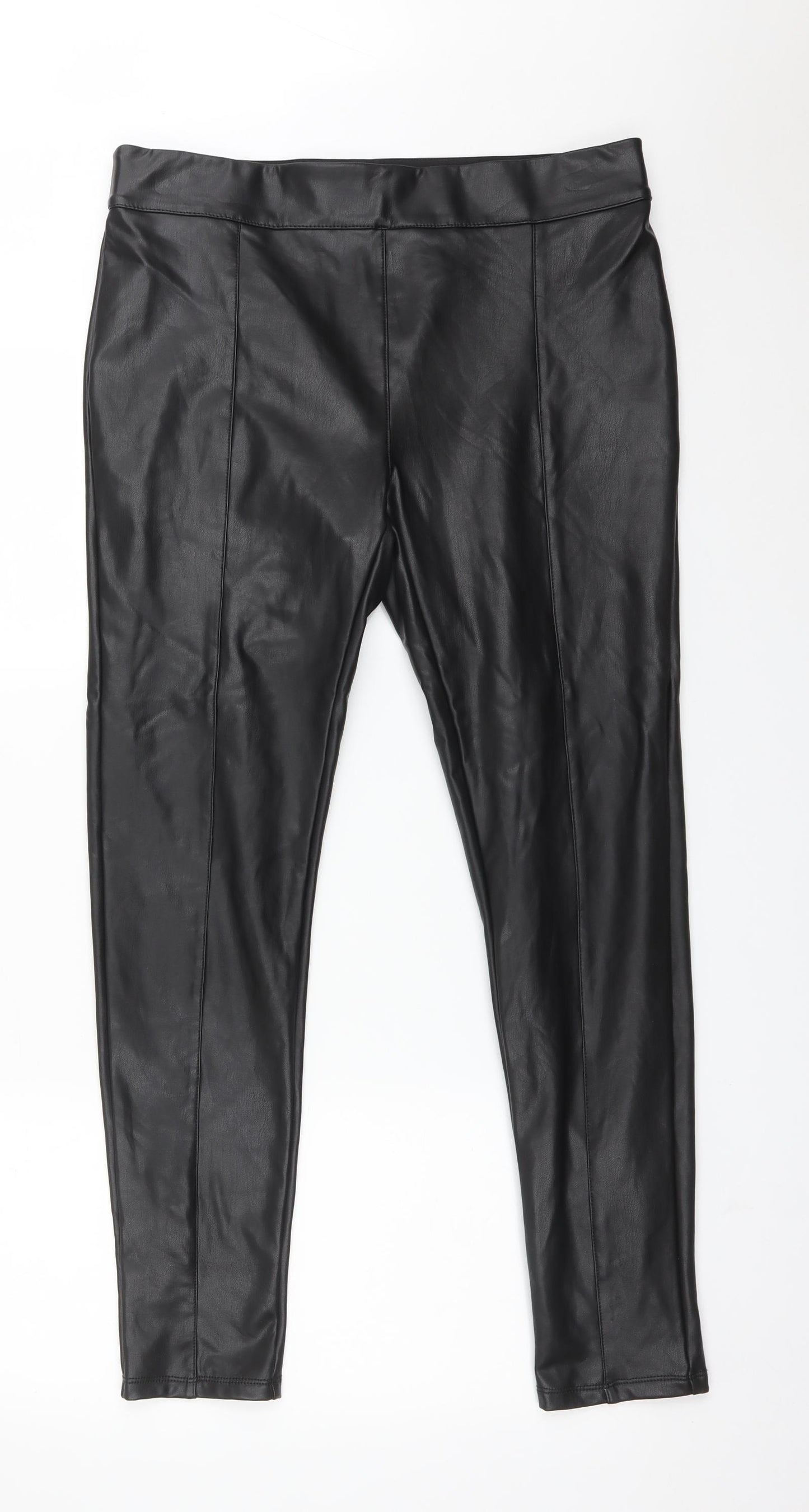 George Womens Black  Polyurethane  Leggings Size 16 L29 in