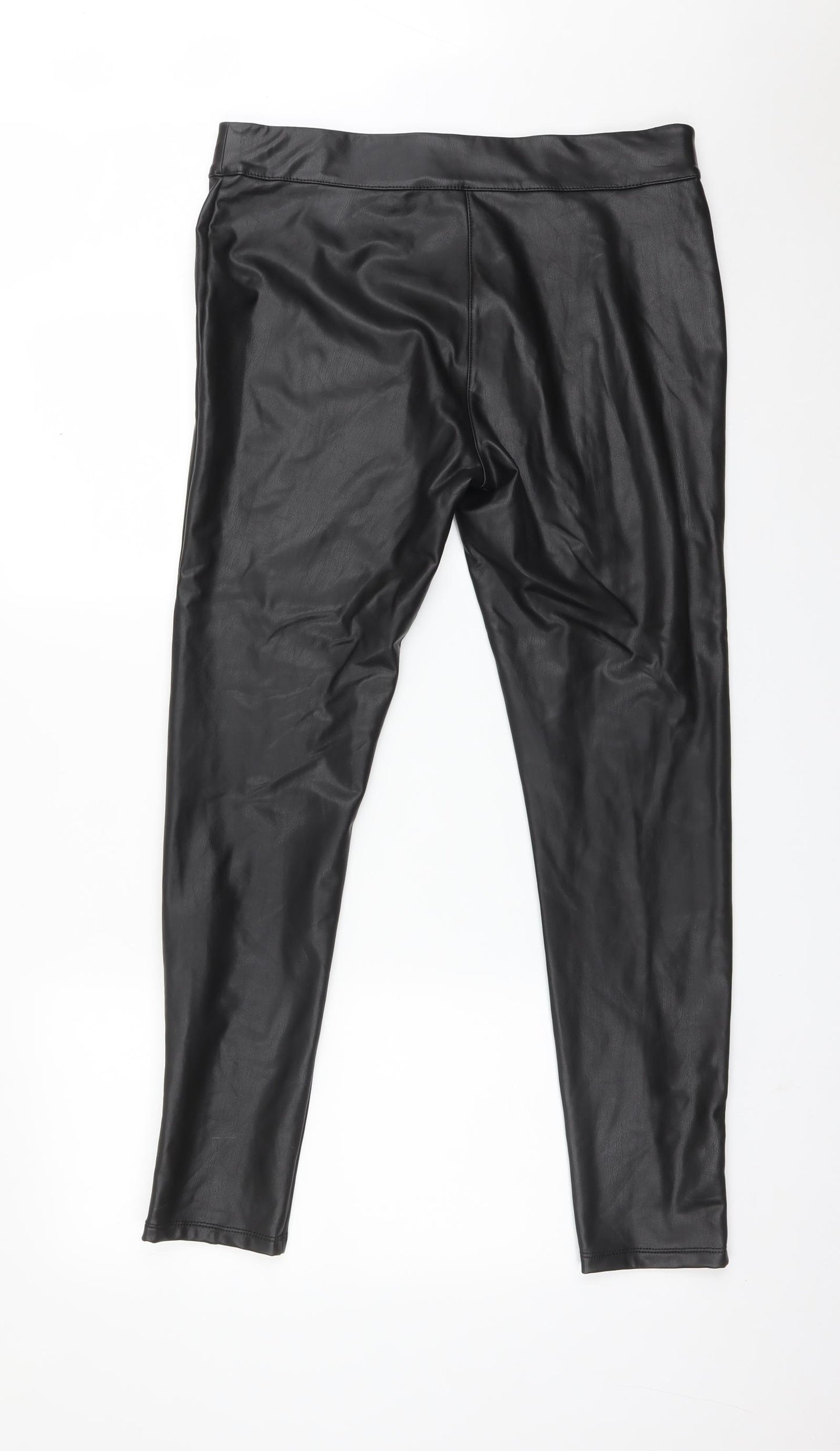 George Womens Black  Polyurethane  Leggings Size 16 L29 in