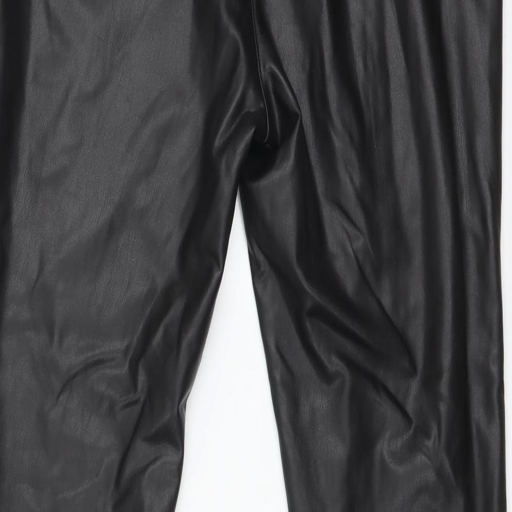 George Womens Black  Polyurethane  Leggings Size 16 L29 in