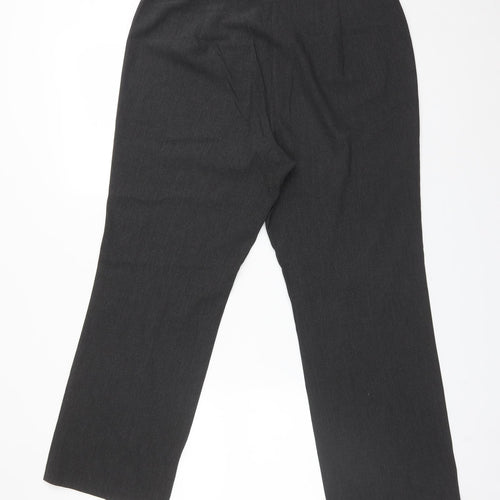 M&S Womens Grey  Polyester Dress Pants Trousers Size 14 L26 in Regular