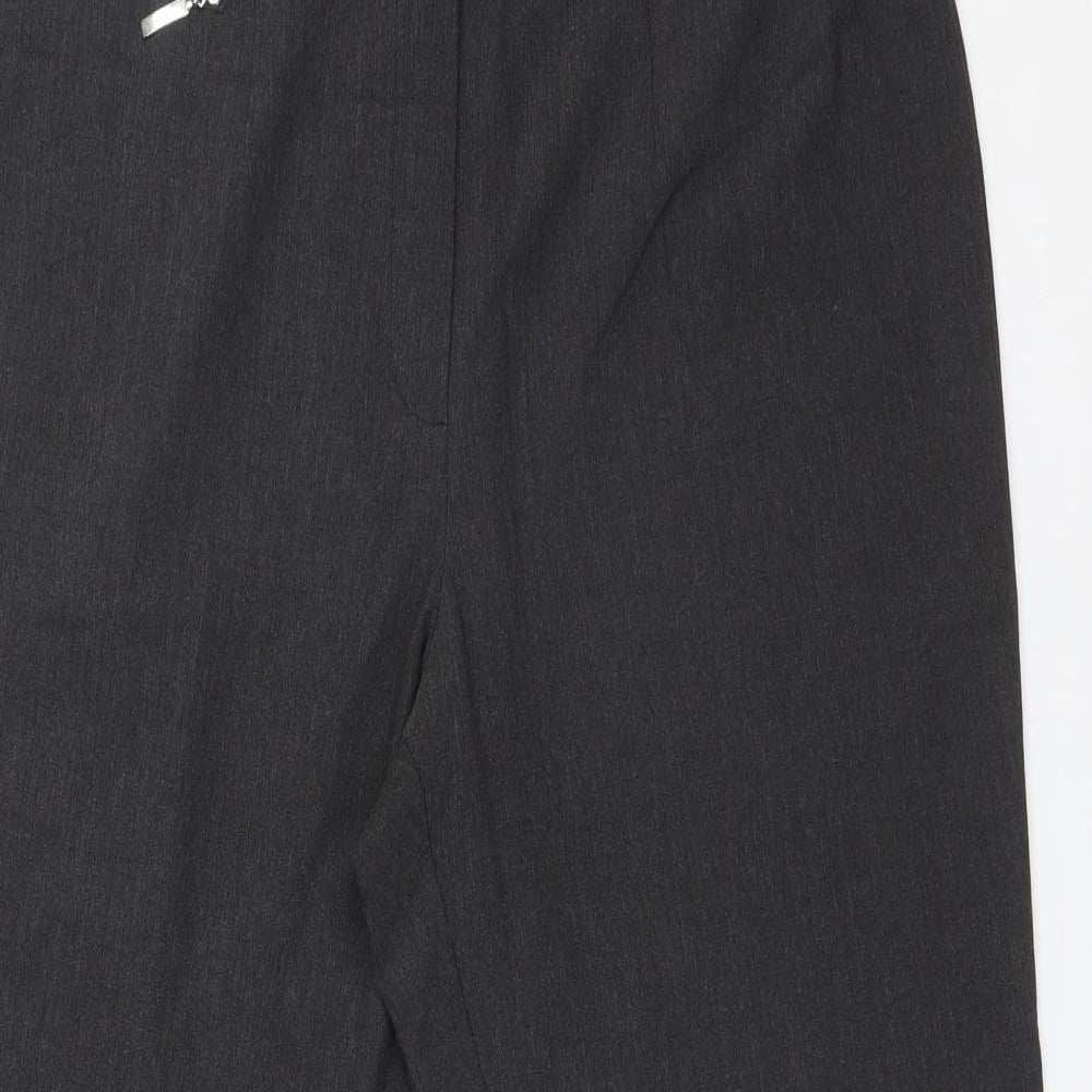 M&S Womens Grey  Polyester Dress Pants Trousers Size 14 L26 in Regular
