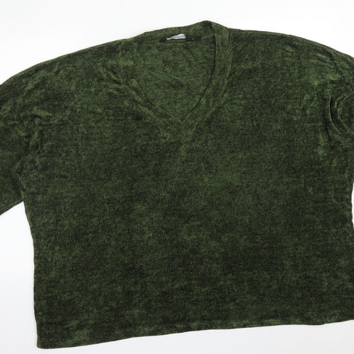 CAPSULE Womens Green  Polyester Basic T-Shirt Size 34 V-Neck
