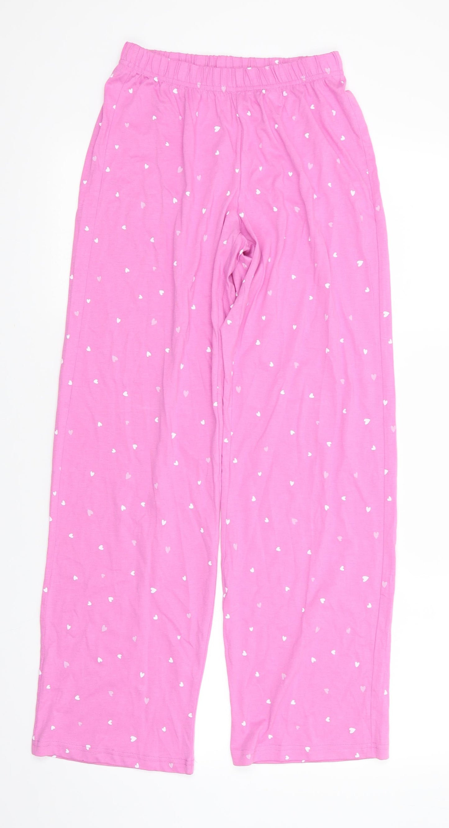 Florence and  Womens Pink Polka Dot Cotton  Pyjama Pants Size 6   - White & Grey Polka Hearts