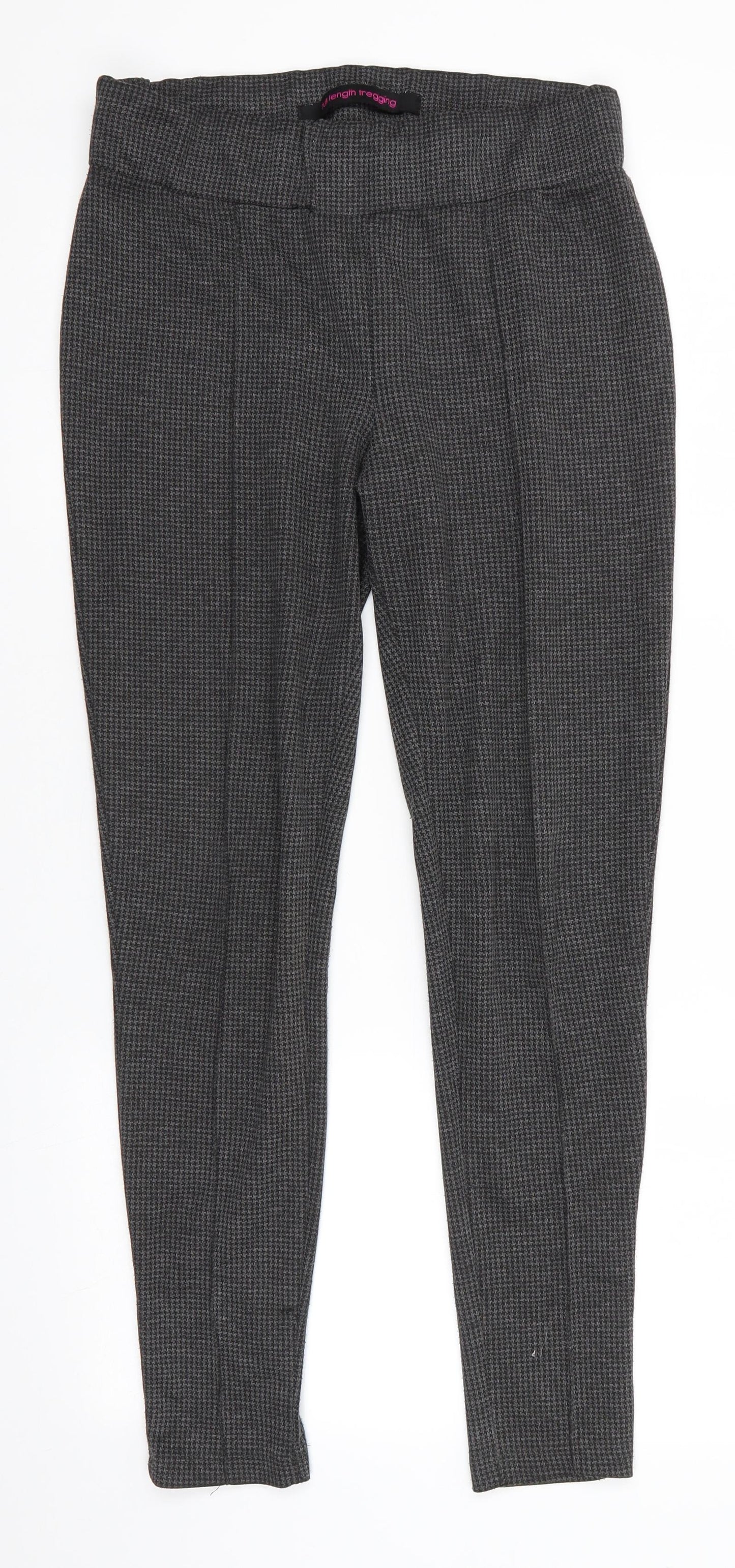Full Length Tregging Womens Grey Houndstooth  Jegging Trousers Size 12 L28 in Regular