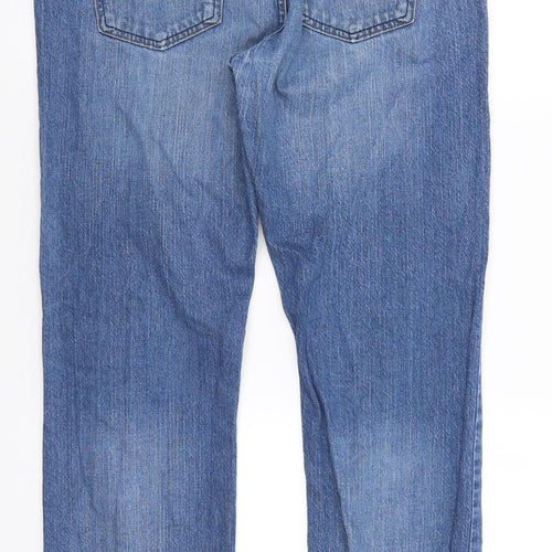 Marks and Spencer Mens Blue  Cotton Straight Jeans Size 34 in L33 in Regular