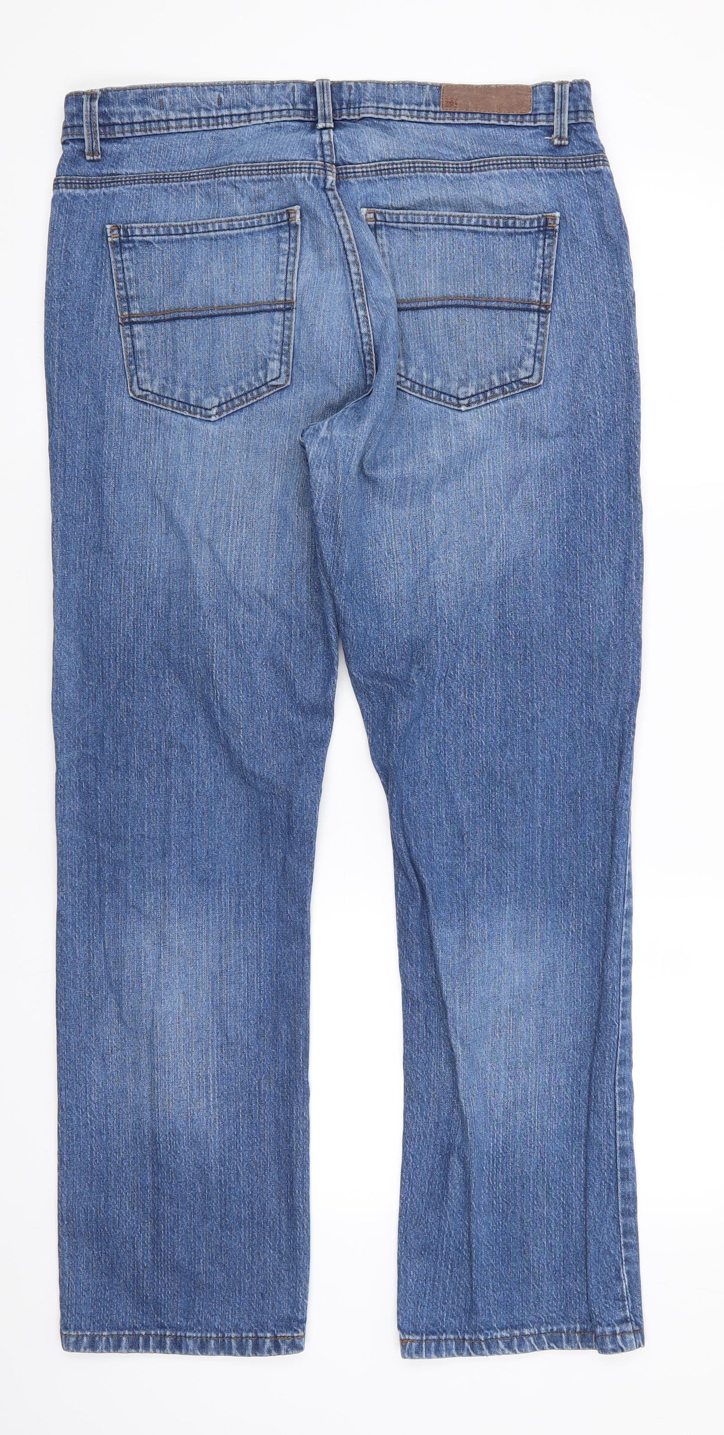 Marks and Spencer Mens Blue  Cotton Straight Jeans Size 34 in L33 in Regular