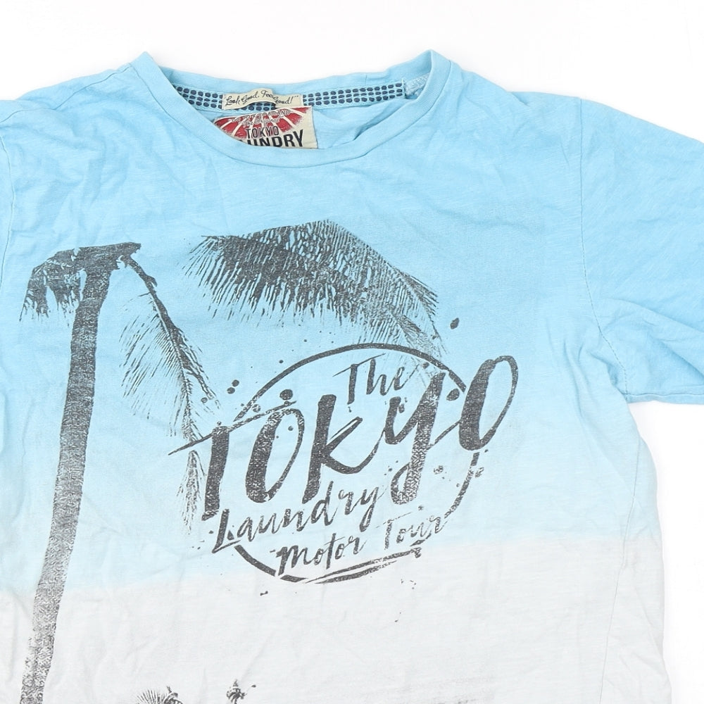 Tokyo Laundry Mens Blue  Cotton  T-Shirt Size S Round Neck