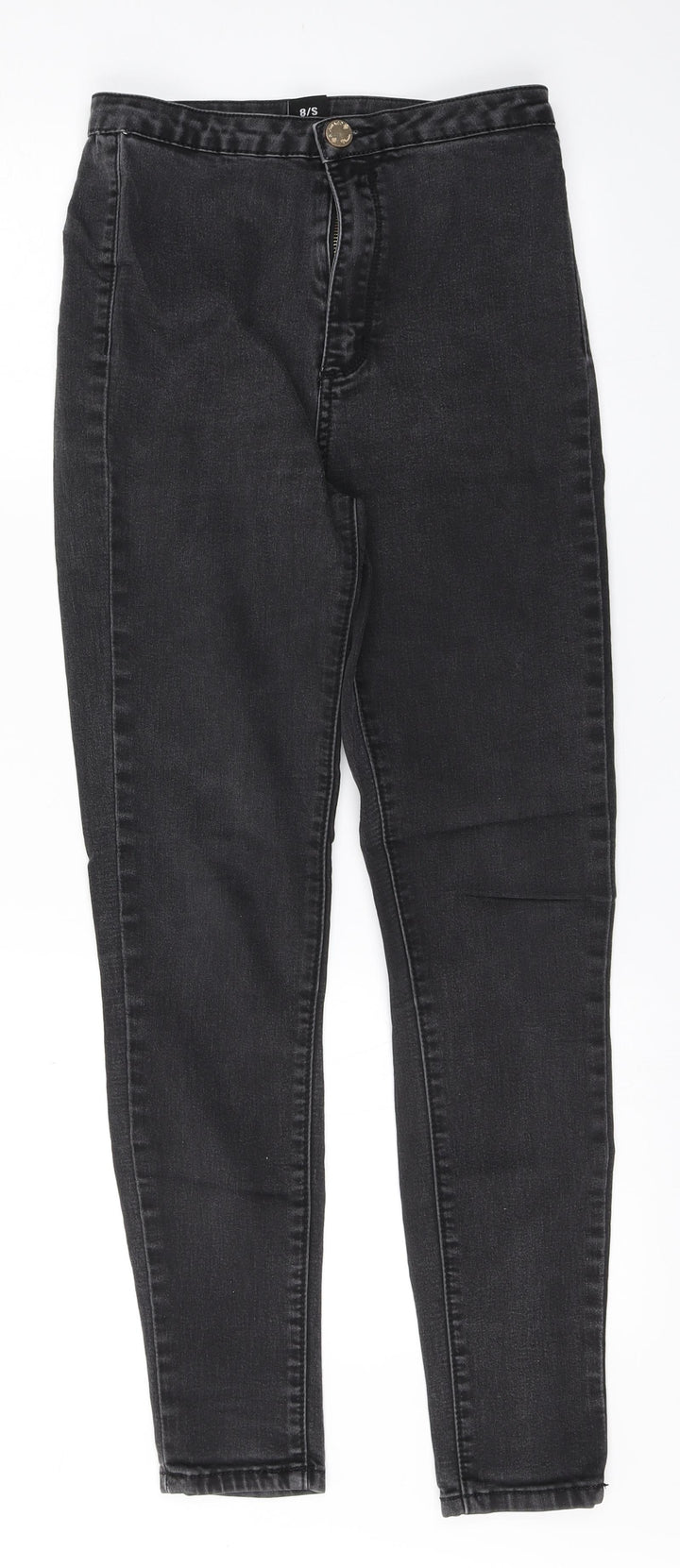 Preworn Womens Black  Cotton Straight Jeans Size 8 L28 in Regular