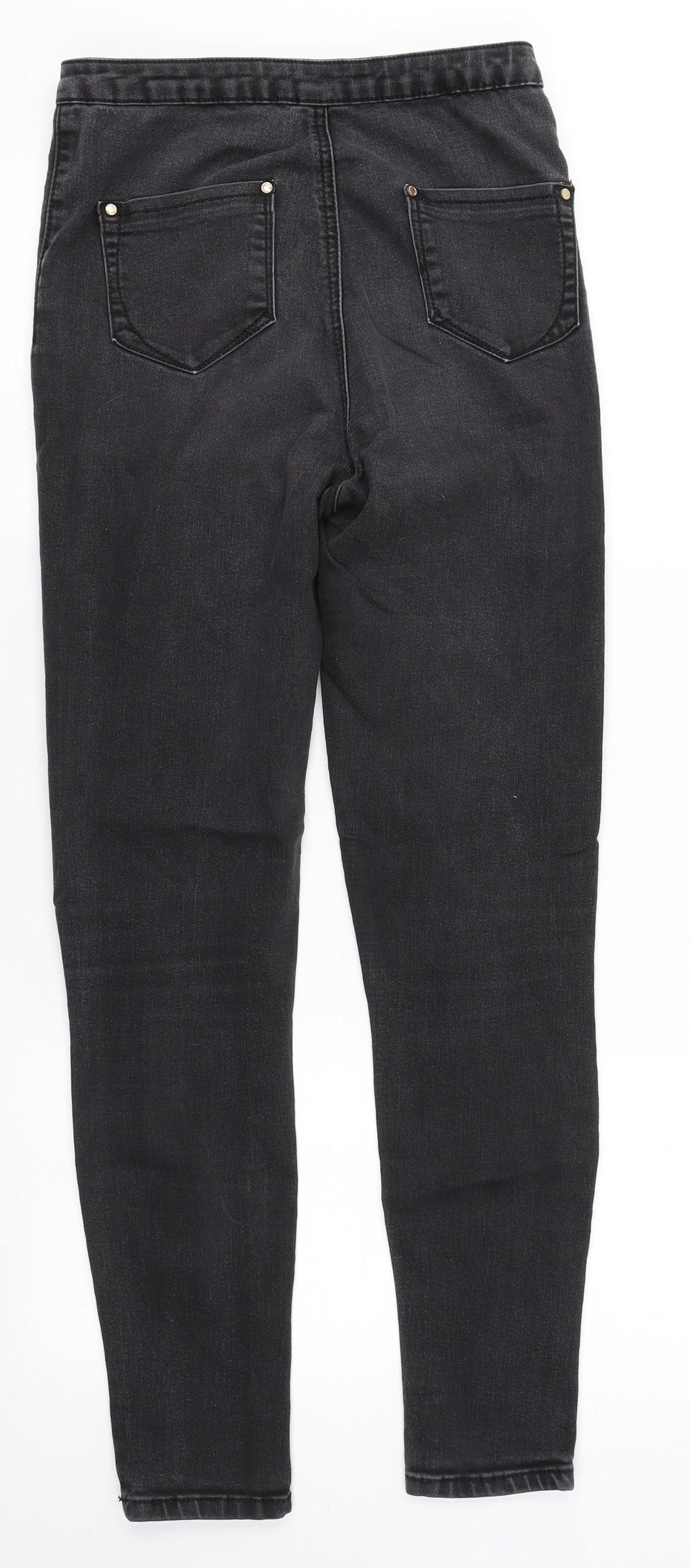 Preworn Womens Black  Cotton Straight Jeans Size 8 L28 in Regular