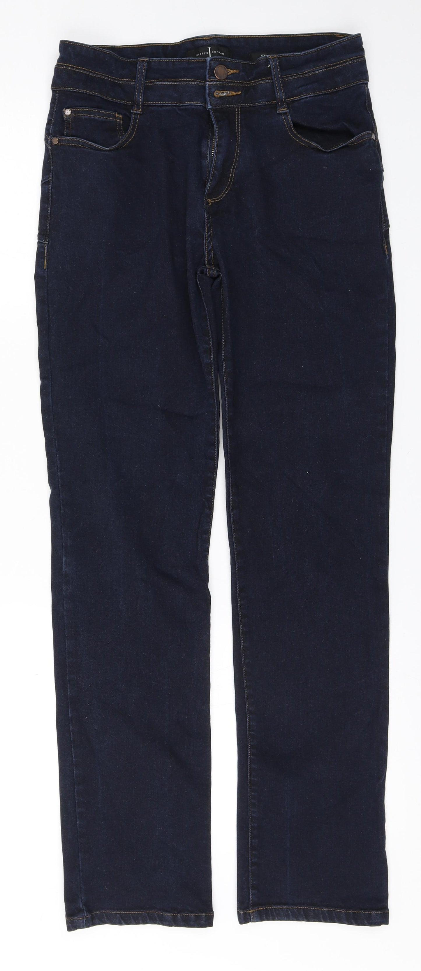 Jasper Conran Womens Blue  Cotton Straight Jeans Size 12 L30 in Regular