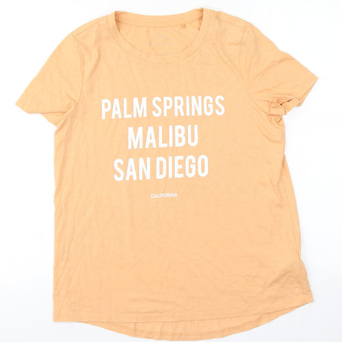 NEXT Womens Orange  Cotton Basic T-Shirt Size 12 Round Neck