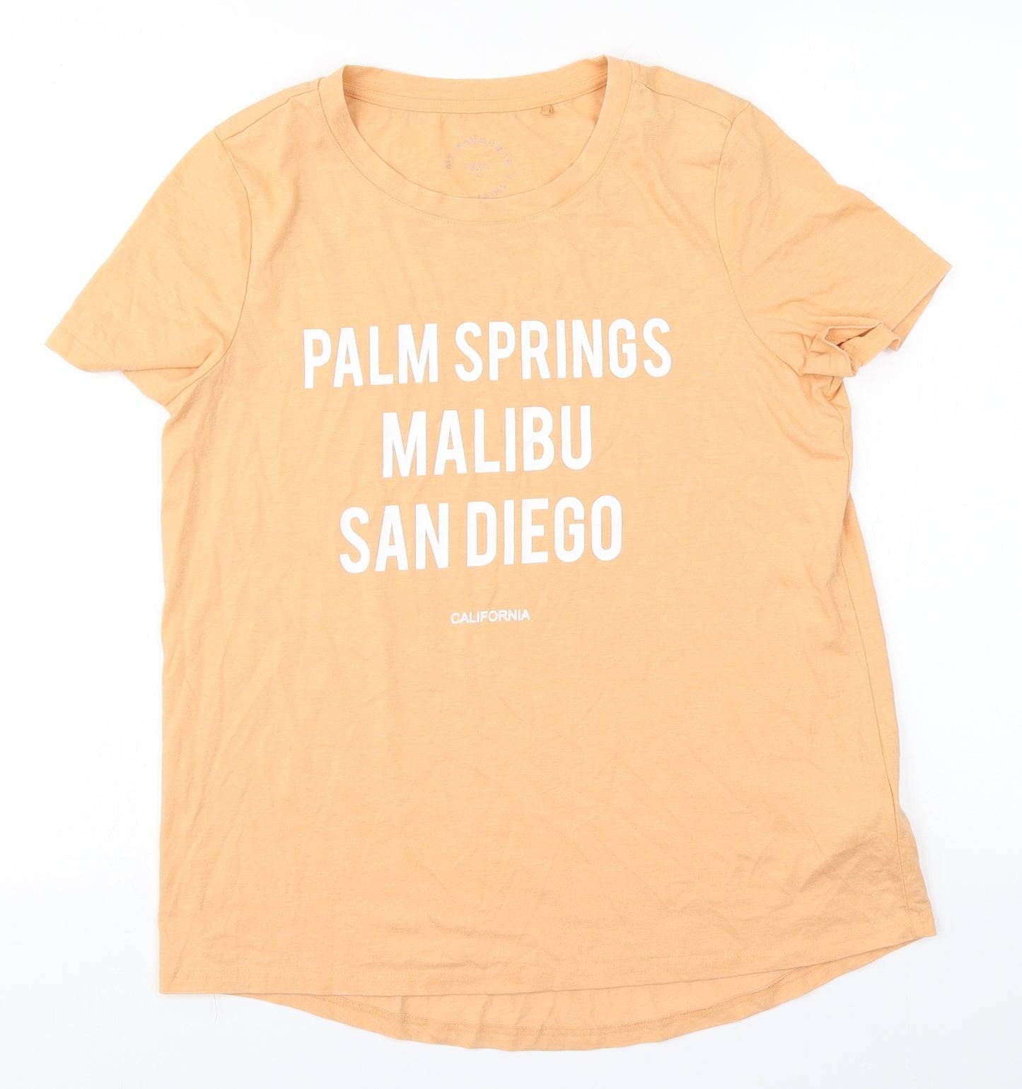 NEXT Womens Orange  Cotton Basic T-Shirt Size 12 Round Neck