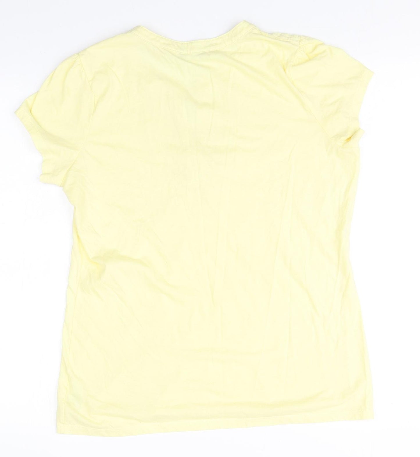 Marks and Spencer Womens Yellow  Polyester Basic T-Shirt Size 14 Round Neck