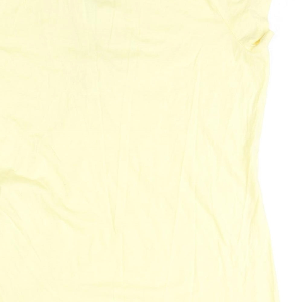 Marks and Spencer Womens Yellow  Polyester Basic T-Shirt Size 14 Round Neck