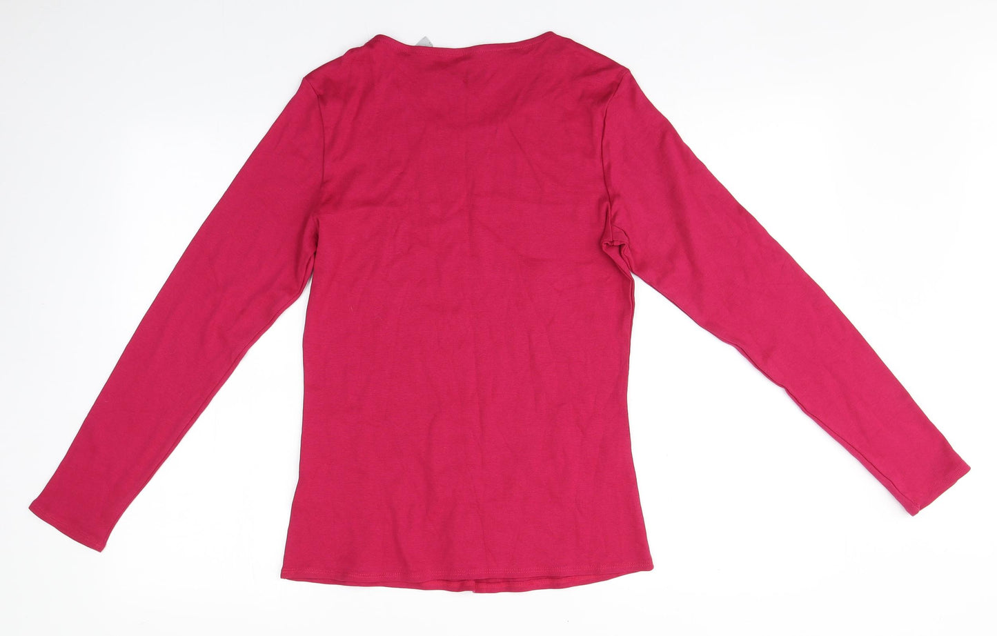 Marks and Spencer Womens Pink  Cotton Basic T-Shirt Size 14 Round Neck