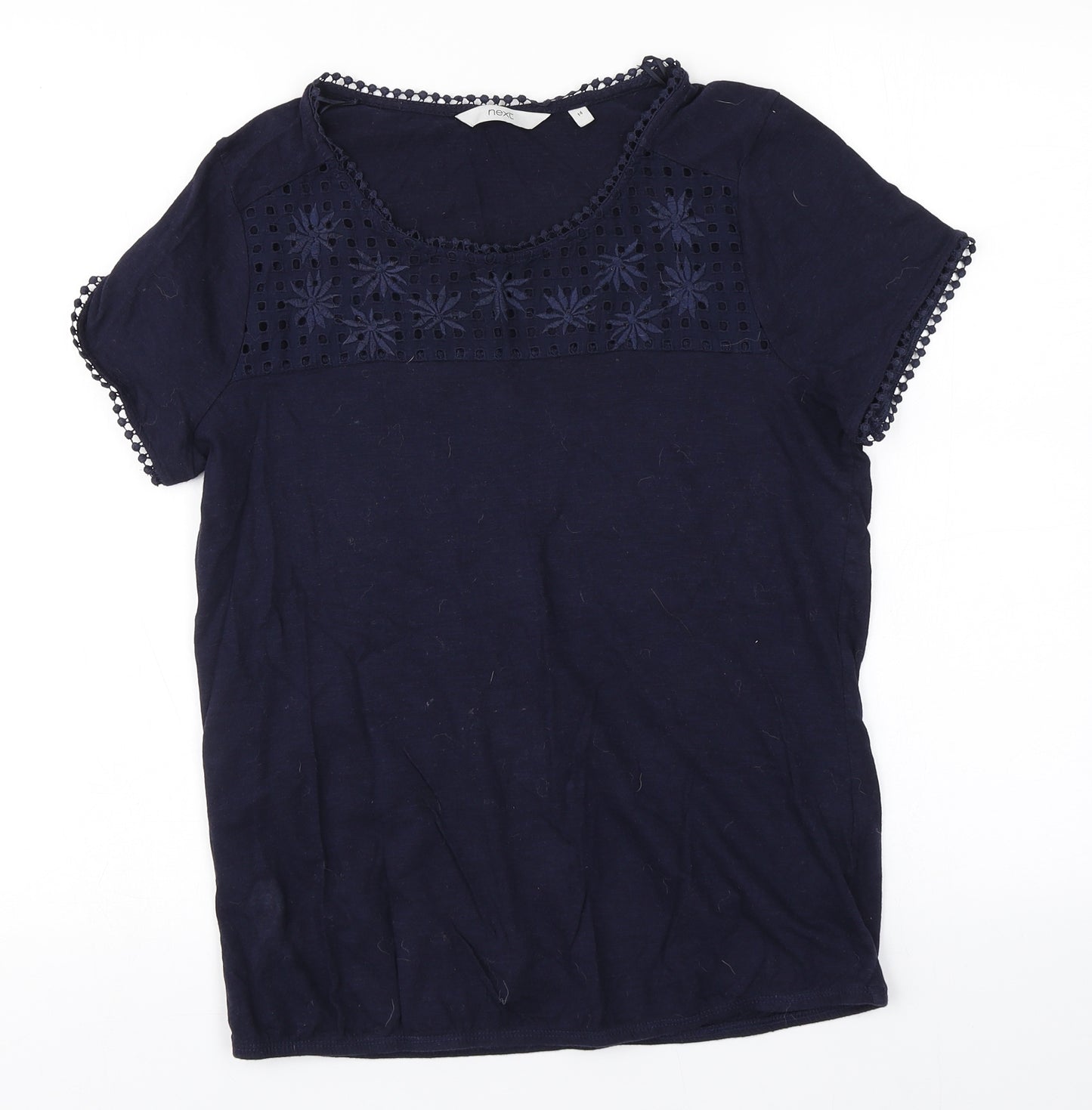 NEXT Womens Blue  Cotton Basic T-Shirt Size 14 Round Neck