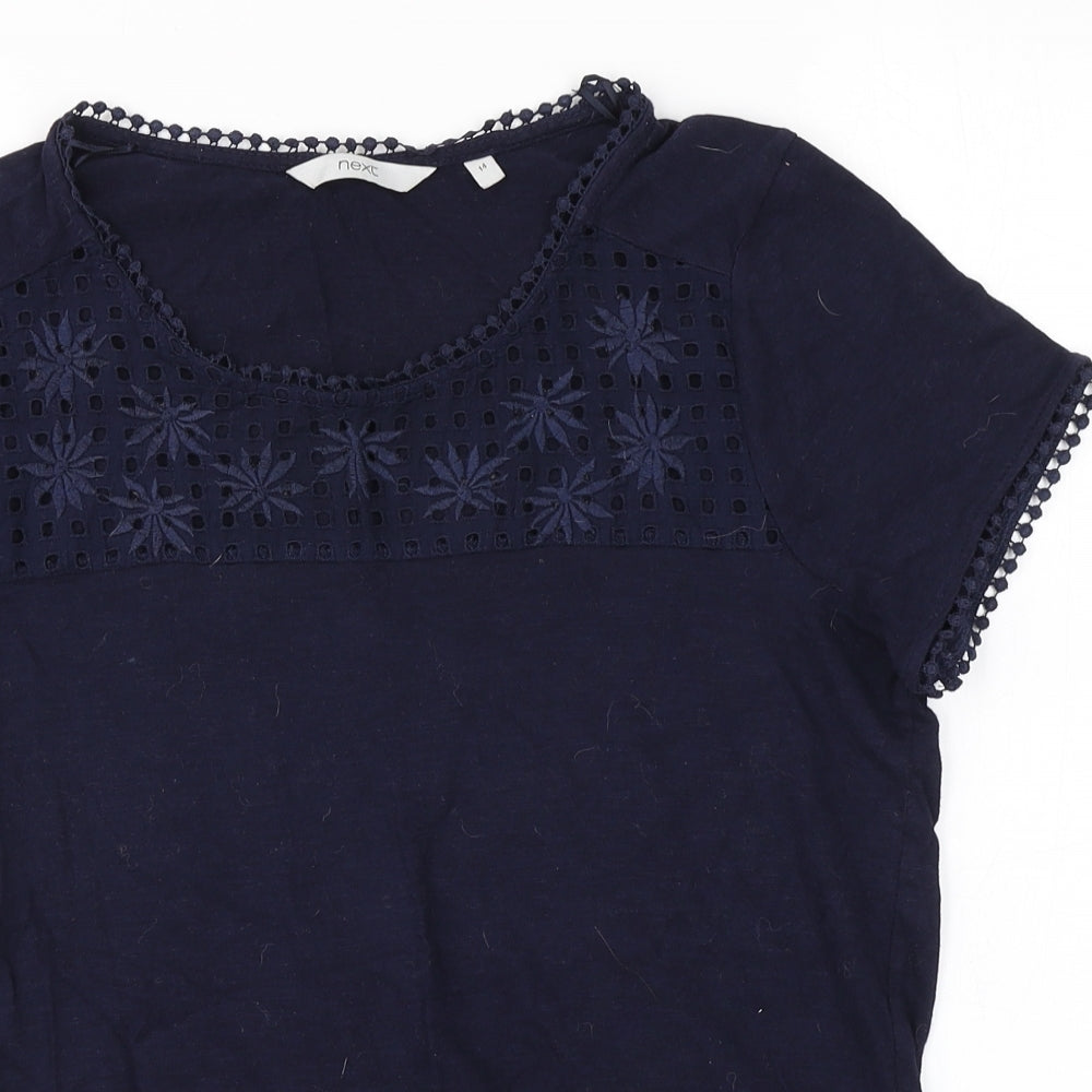 NEXT Womens Blue  Cotton Basic T-Shirt Size 14 Round Neck