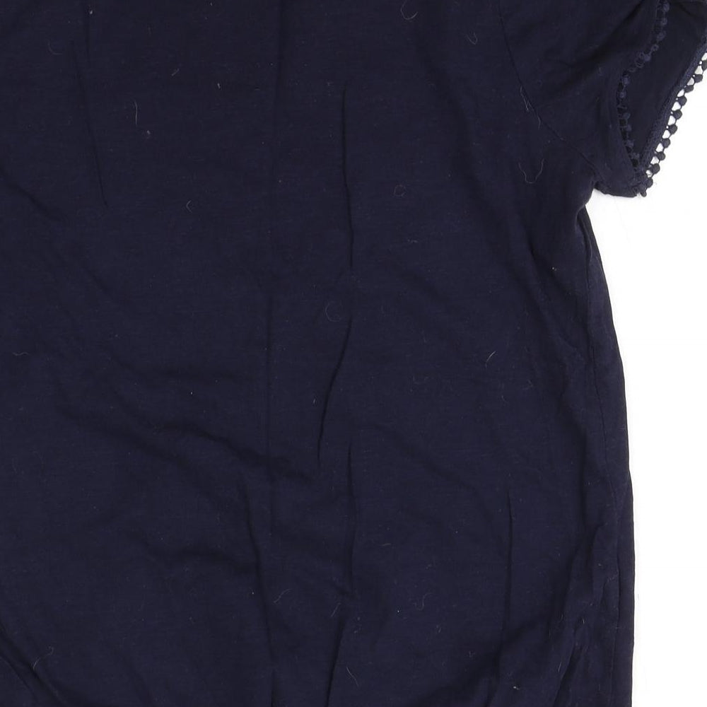NEXT Womens Blue  Cotton Basic T-Shirt Size 14 Round Neck