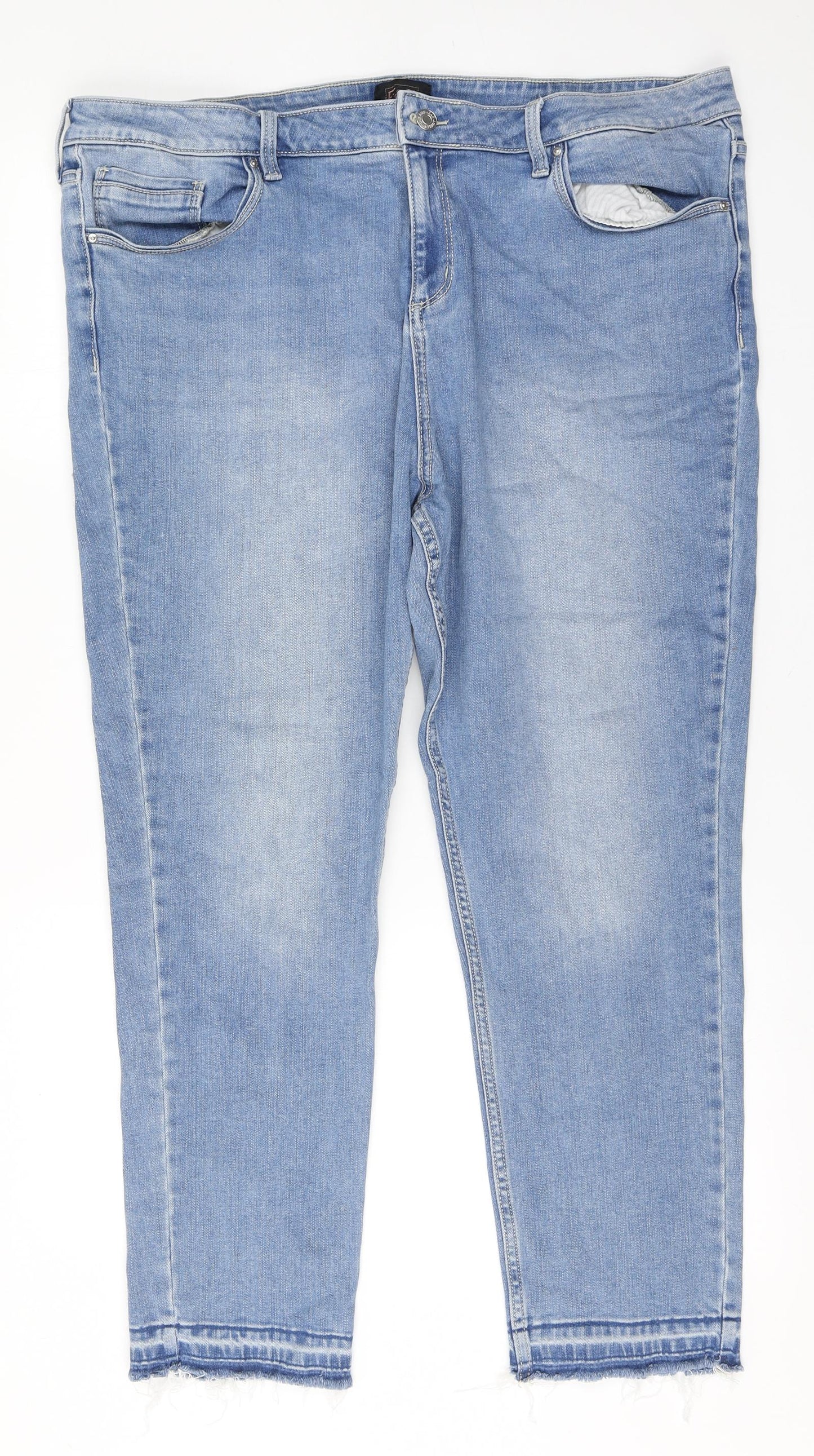F&F Womens Blue  Cotton Straight Jeans Size 20 L26 in Regular