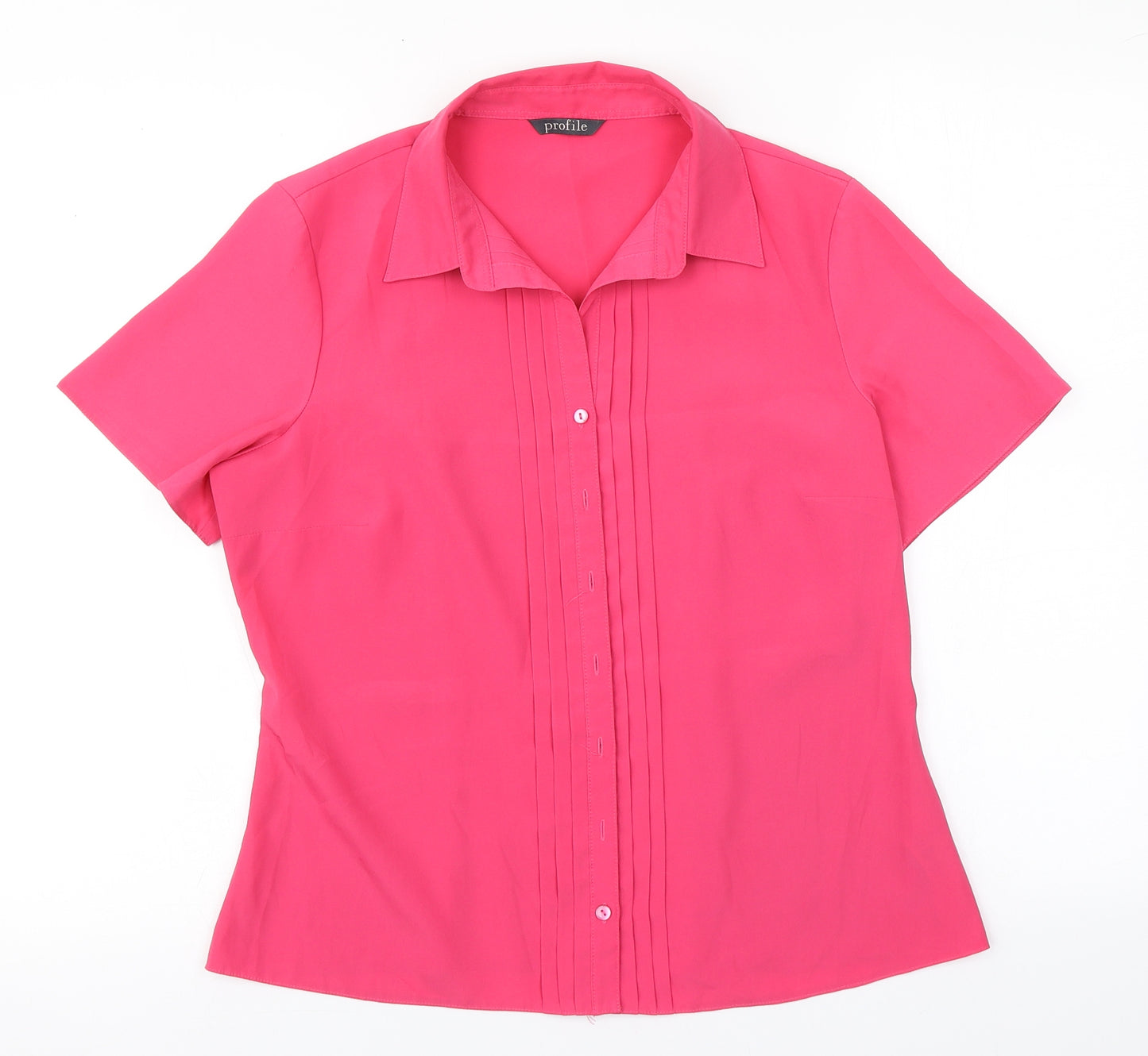 Profile Womens Pink  Polyester Basic Button-Up Size 12 Collared