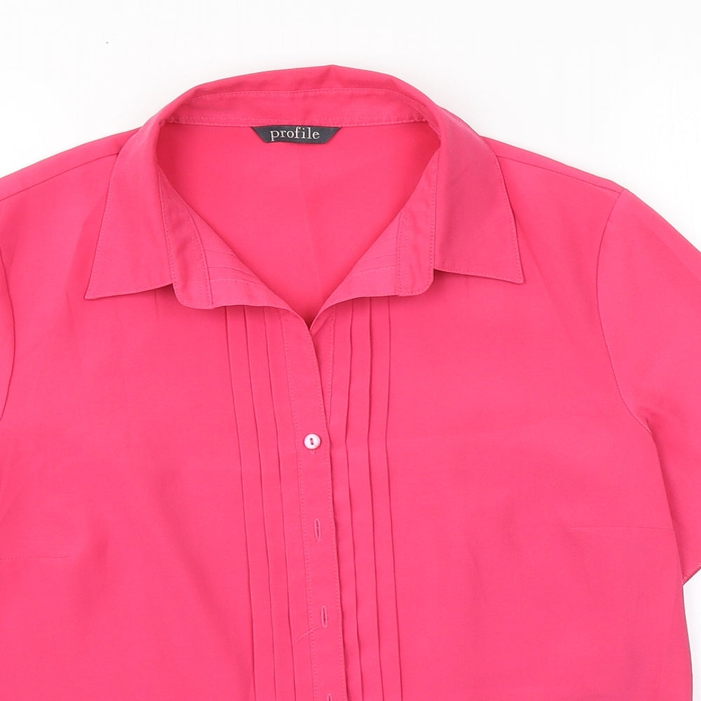 Profile Womens Pink  Polyester Basic Button-Up Size 12 Collared