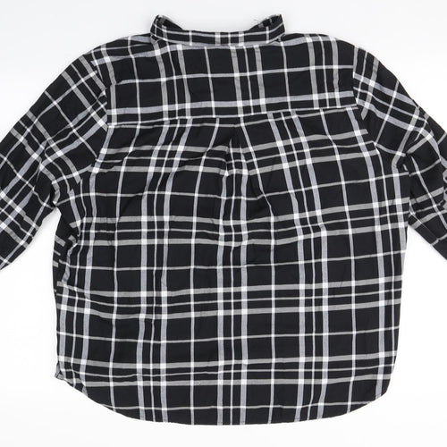 George Womens Black Plaid Cotton Basic Button-Up Size 20 Collared