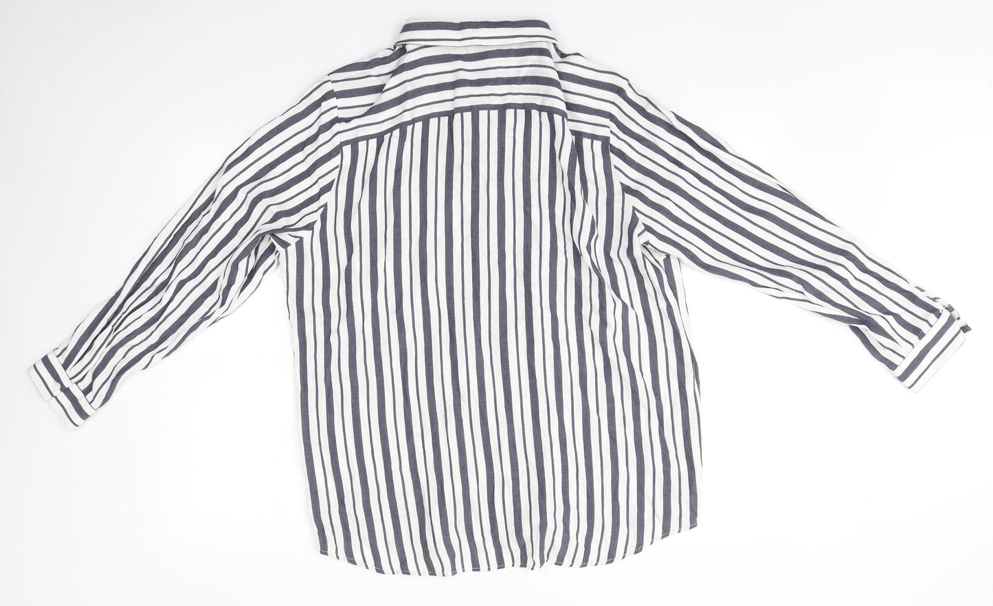Bonmarché Womens White Striped Cotton Basic Button-Up Size 20 Collared