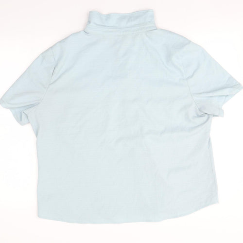 Preworn Womens Blue  Polyester Basic Button-Up  Collared