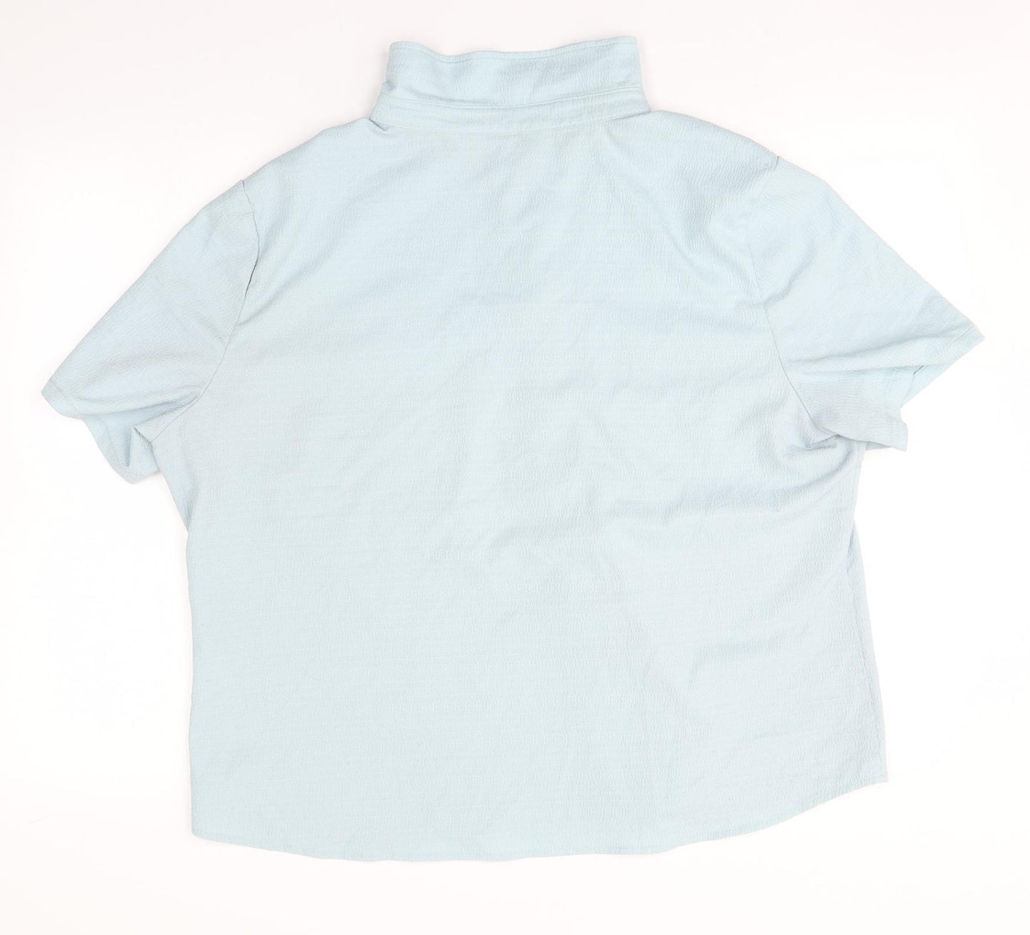 Preworn Womens Blue  Polyester Basic Button-Up  Collared