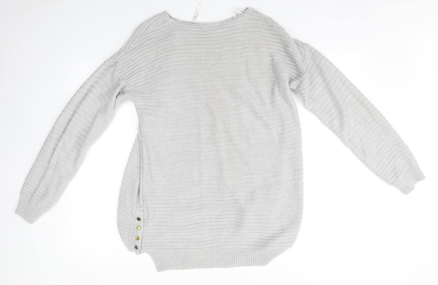 Peacocks Womens Grey Round Neck  Acrylic Pullover Jumper Size L