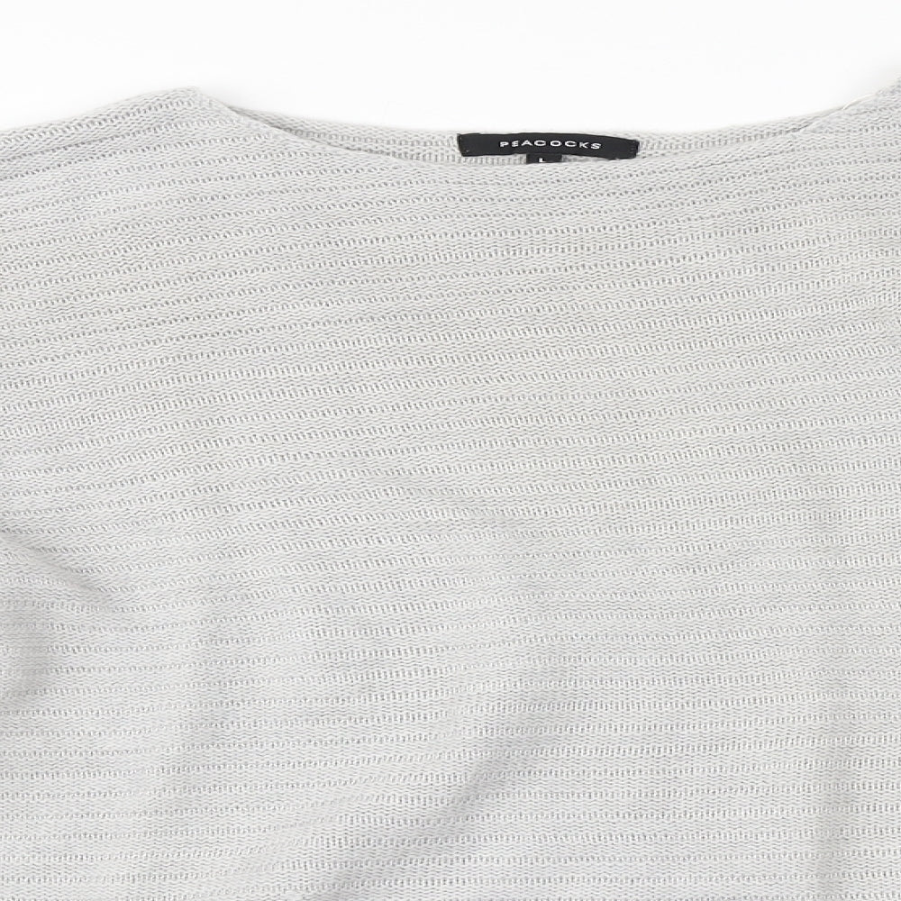 Peacocks Womens Grey Round Neck  Acrylic Pullover Jumper Size L