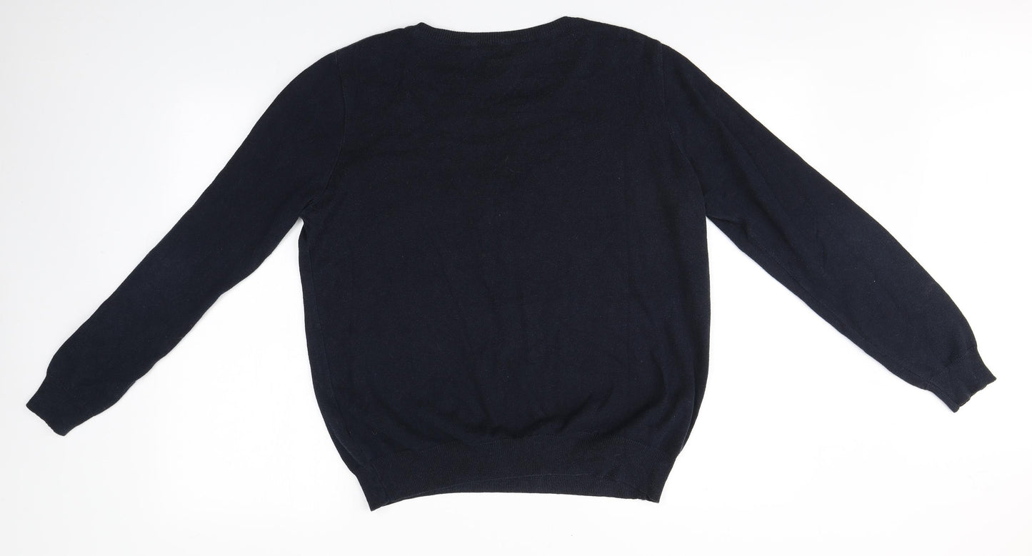 F&F Womens Blue Round Neck  Cotton Pullover Jumper Size 18   - Birds