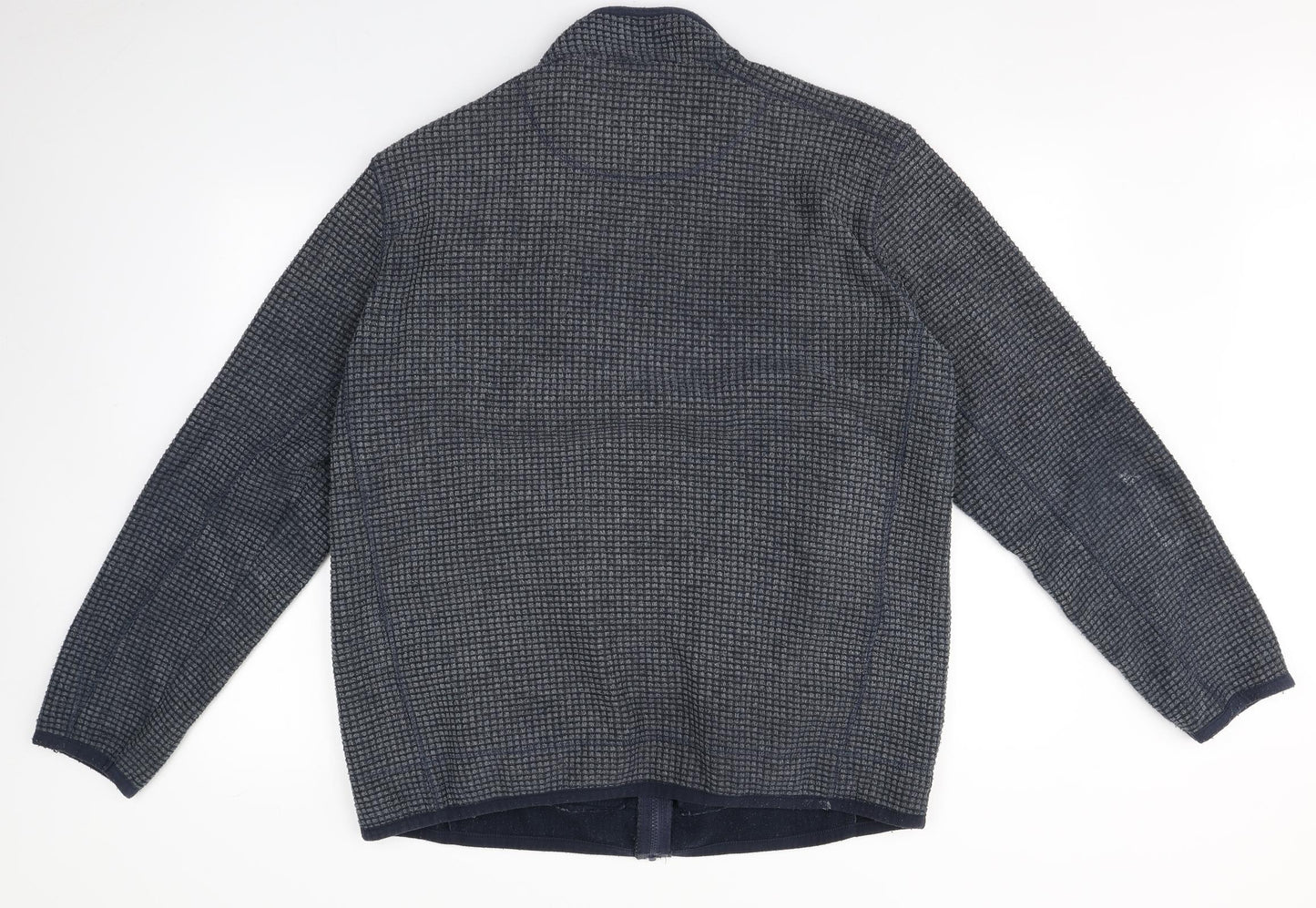 Weird Fish Mens Grey Crew Neck Check Polyester Full Zip Jumper Size XL